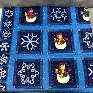 Christmas Fabric Snowman Squares 42” X 44” In My Own Back Yard ~ Blue